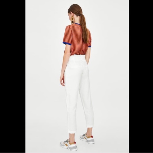 Zara White Paper Bag Pants - Picture 3 of 4